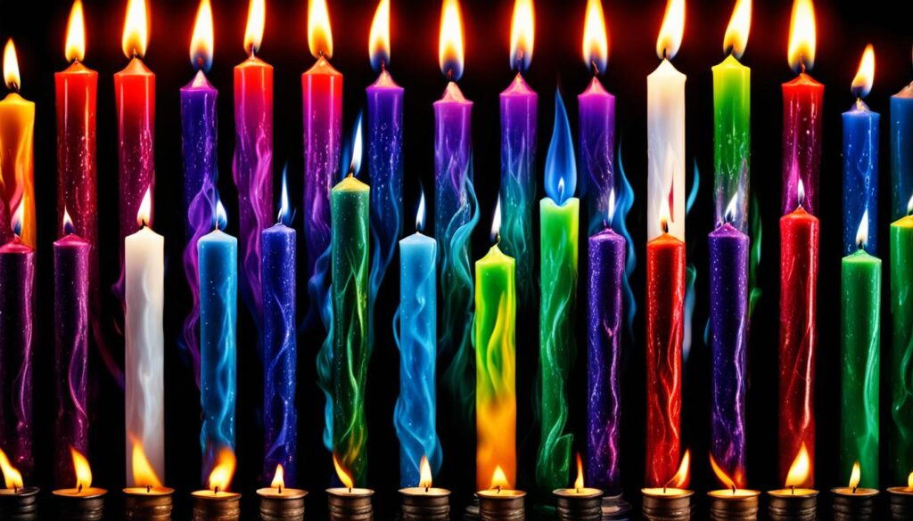 colored candle flames