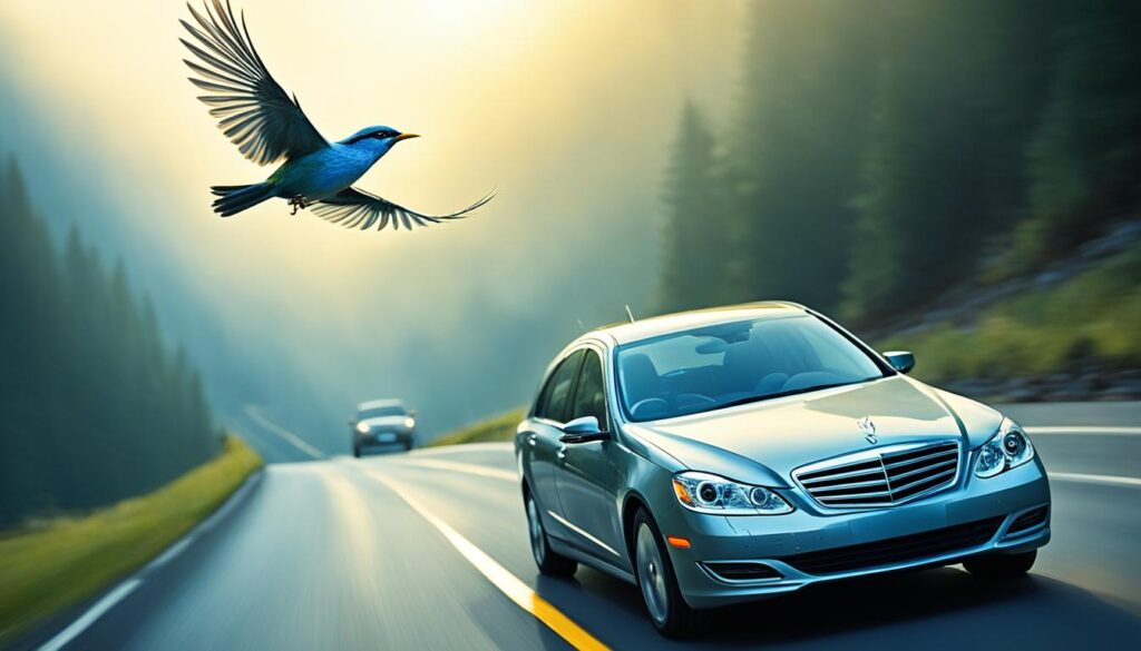 what does it mean when a bird flies in front of your car spiritual meaning