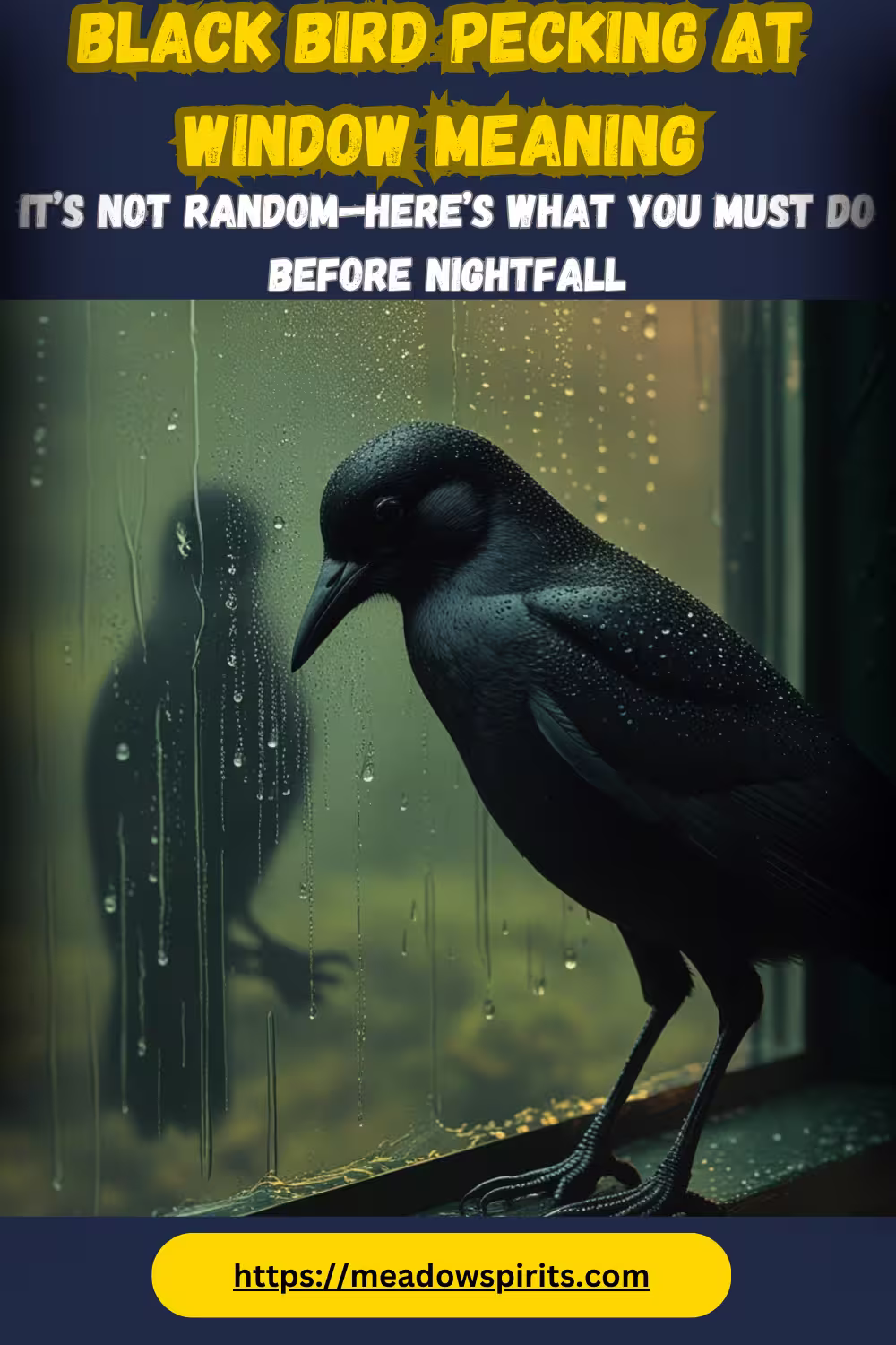 black bird pecking at window meaning